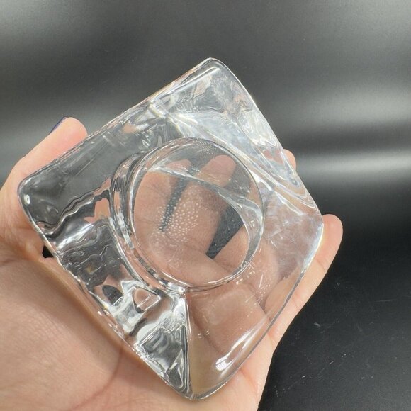 Nybro Art Glass Pyramid Pillar Candle Holder Clear Set 2 Tord Kjellstrom Sweden - Picture 6 of 14